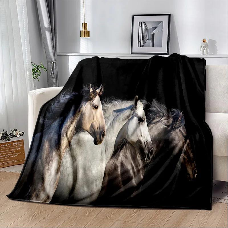 Horse Animal Pentium Gallant Steed Blanket,Soft Throw Blanket for Home Bedroom Bed Sofa Picnic Travel Office Cover Blanket Kids