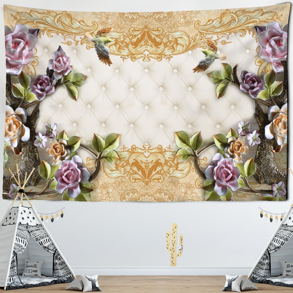 Printed Tapestry Flower Green Plant Wall Hanging Hippie Mandala Bedspread Bohemian Art Home Decor