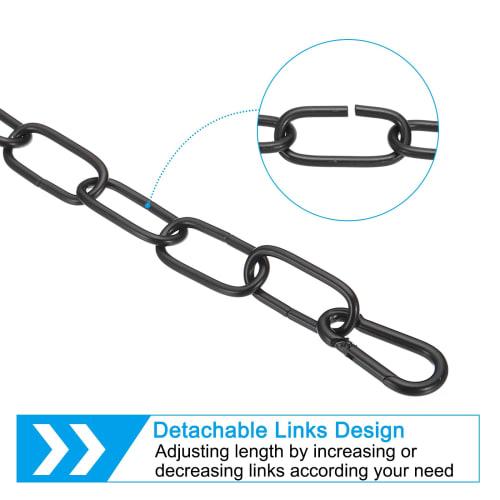 PATIKIL 1.82 M Black Finish Lighting Hanging Chains, Set of 2, Metal Loop Chains for Hanging Plant Pendant Chandelier Light Fixtures