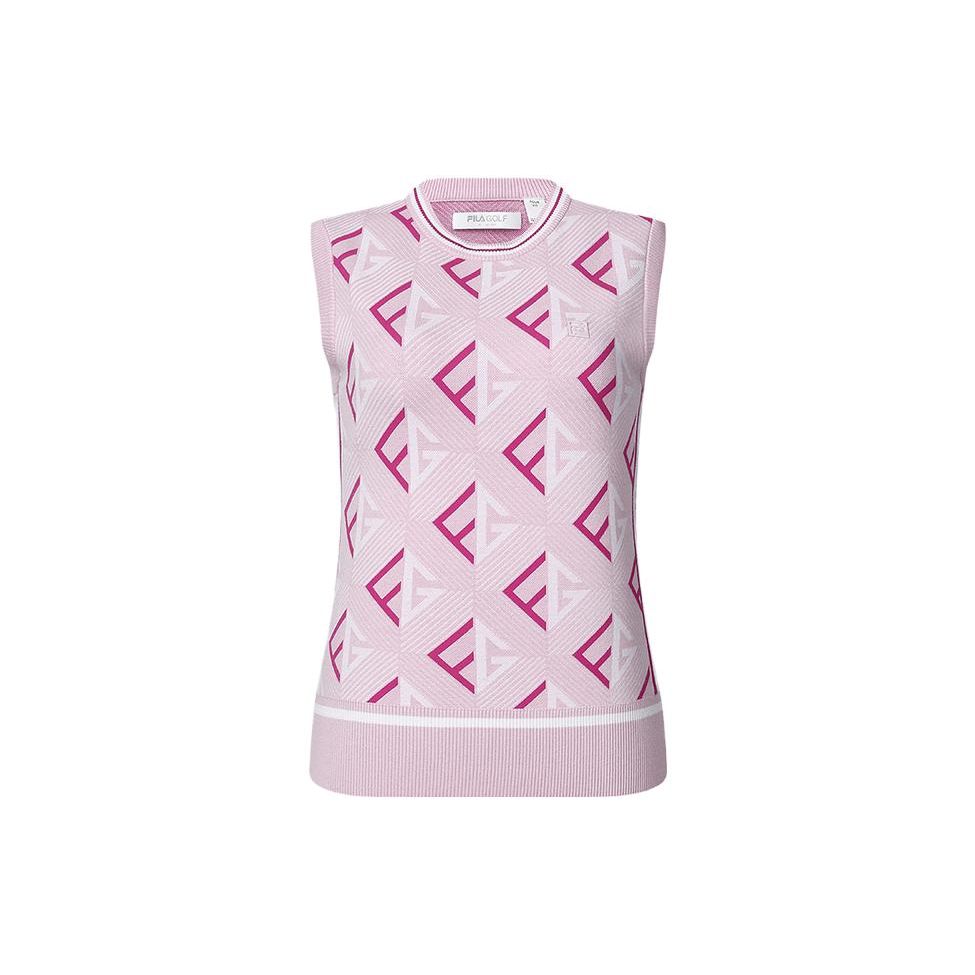 FILA Golf Series All Over Print Casual High Sensitivity Sleeveless Knit Top Women tops Light-Mist-Pink A11W415408F-PK