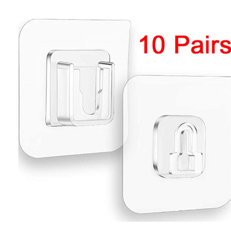 10 Pairs Double Sided Adhesive Wall Hooks Waterproof Clothes Hats Towel Hooks