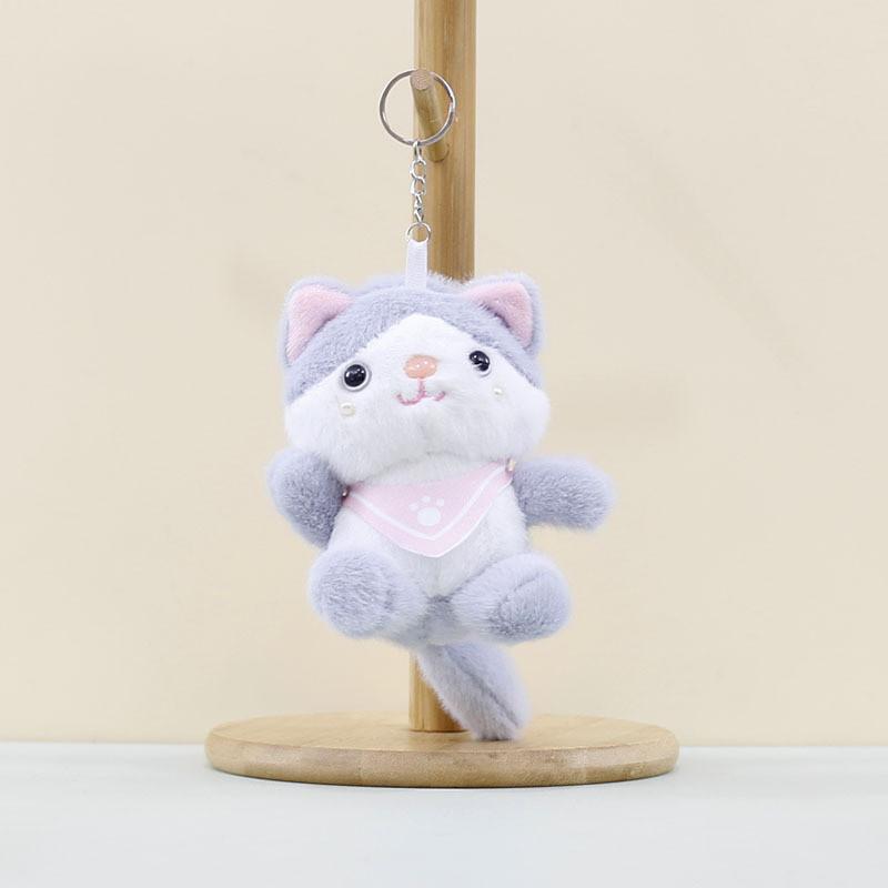 Adorable Cat Plush Keychain With Cute Scarf Design Perfect For Bags And Dolls