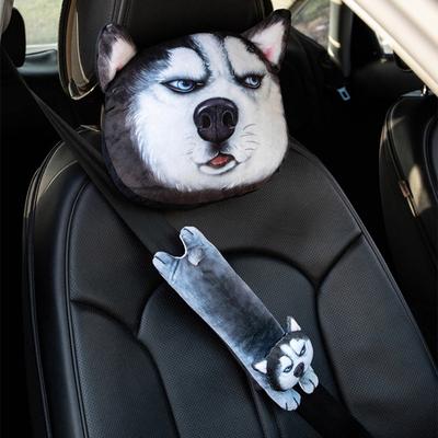 Polštář do auta Polštář na ramenní popruh Sibiřský husky Kočka Kreslený vzor Autopříslušenství Měkký potah bezpečnostního pásu Opěrka hlavy do auta