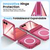 Magnetic Matte Protective Case with Tempered Glass Screen Protector and Hinge Protection for Samsung Galaxy Z Flip 7-Red