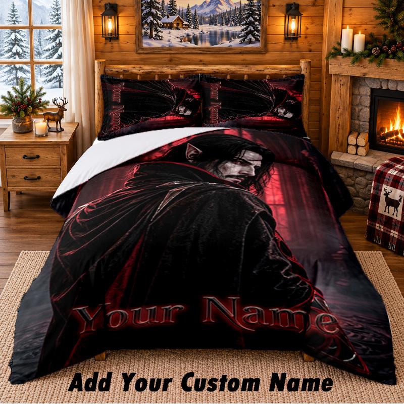Dracula Individueller Name 3-teiliges Bettwäsche-Set 1 Bettlaken 2 Kissenbezüge Schlafzimmer Heimdekoration