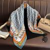 Versatile British-Style Silk Square Scarf - 90cm Solid Color Shawl & Headscarf