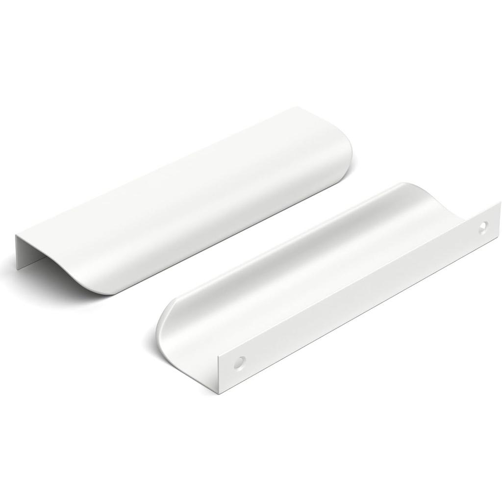 2-5Pack Kitchen Cabinet Handles White Finger Pulls for Cabinets Edge Pulls Kitchen Hardware for Dresser Drawers,Aluminum Alloy