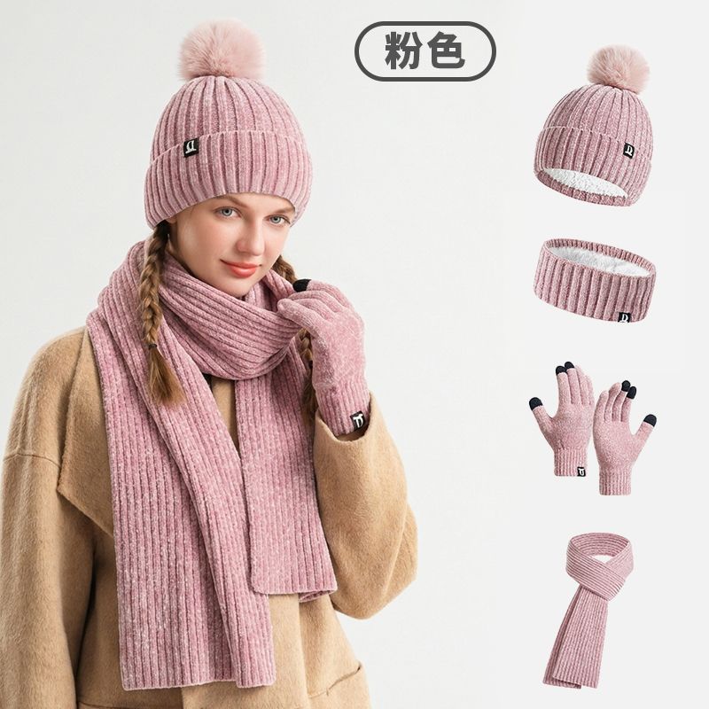 Women's Winter Knit Hat Scarf Gloves 3-Piece Set Thick Warm Knitted Beanie Set Soft Cozy Multiple Colors