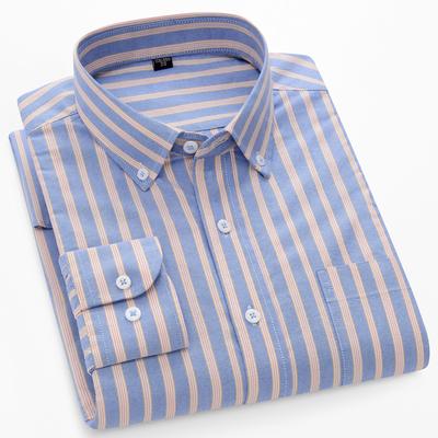Herren Gestreifte Button-Down-Hemden Baumwolle 100% Frühling Herbst Langarm Oxford Hemd Business Casual Hohe Qualität Herrenbekleidung