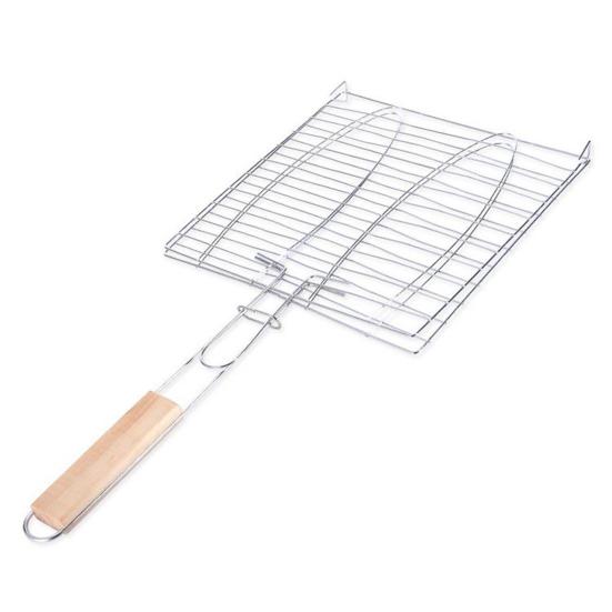 Grill Net Clamp Classic Fish-shaped Bracket for Practical Fish Roasting Long Handle Home Barbecue