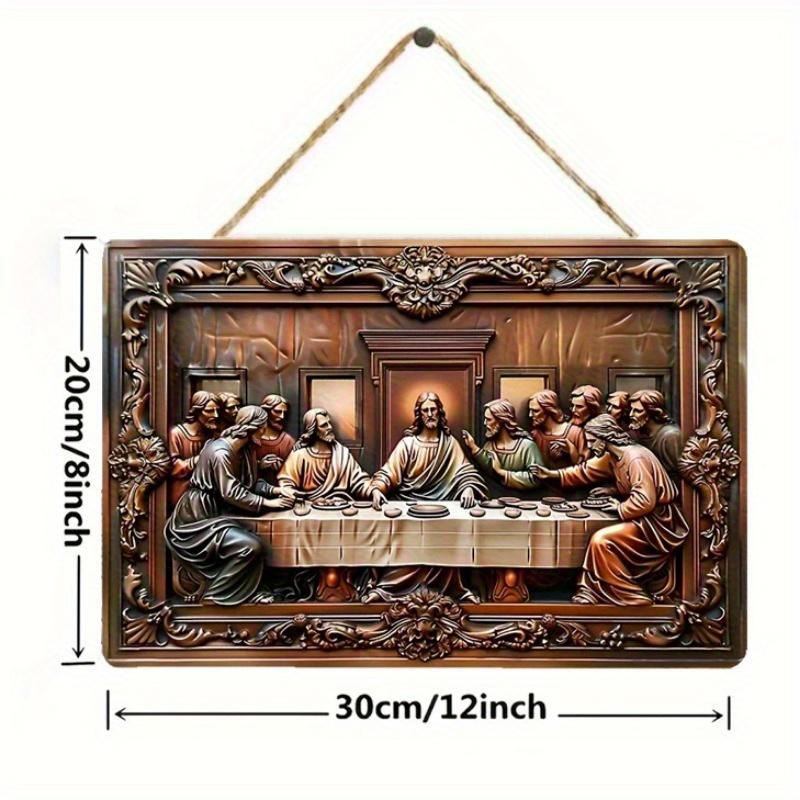 

2D плоский деревянный знак 30*20 см Бохо деревянный настенный декор, Тайная вечеря декоративный знак, религиозная тема многоцелевой деревянный знак табличка для дома 30*20cm