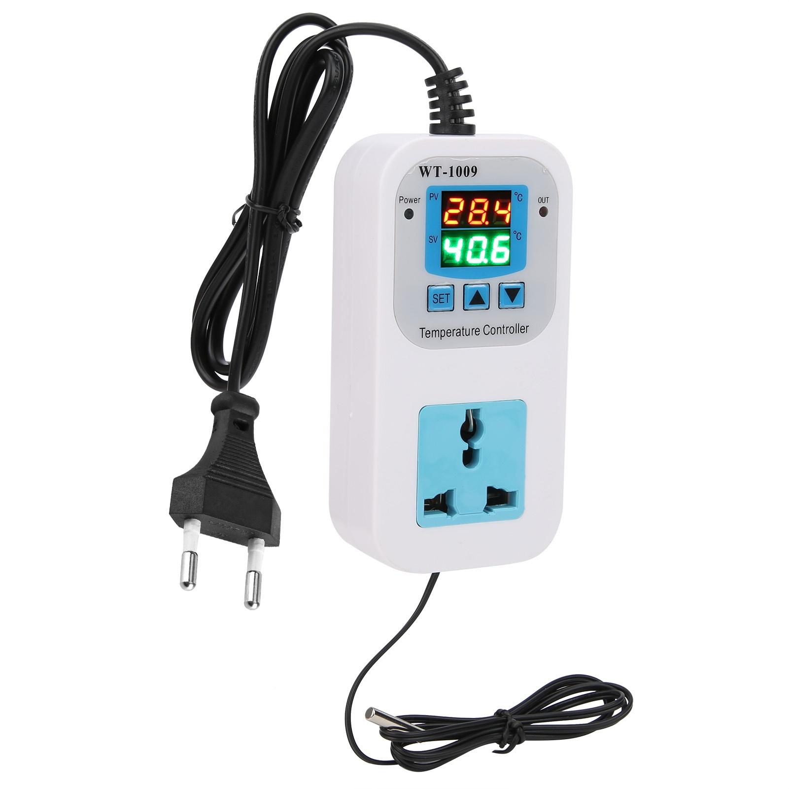 Temperature Controller Digital Dual Display Electronic Control Socket 10A WT‑1009