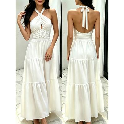 European and American TK2026 Summer Elegant Sexy Style Lace-up Backless Waist Evening Dress Dress Women