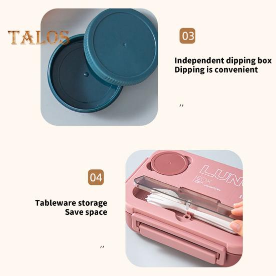 1300ML Lunch Box with Fork Spoon 4 Compartments Bento Box Leak-Proof BPA-Free Reusable Food Storage Container for Children Students Office