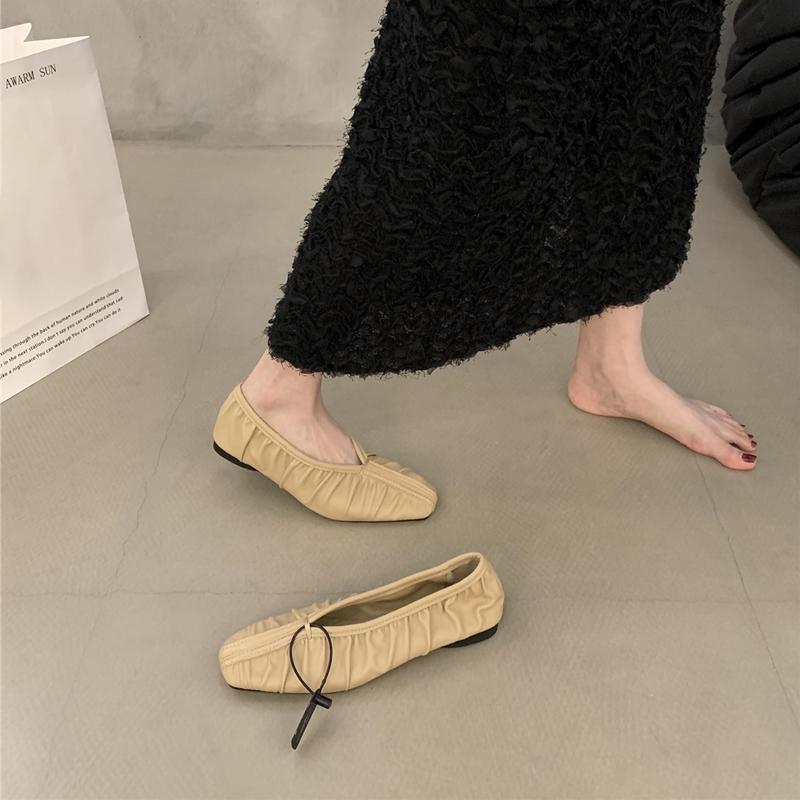 Fashion AIYUQI Women's Ballet Flats 2025 New  Comfortable Pleated Loafers For Women Large Size Shallow Mouth Soft Sole Female Shoes