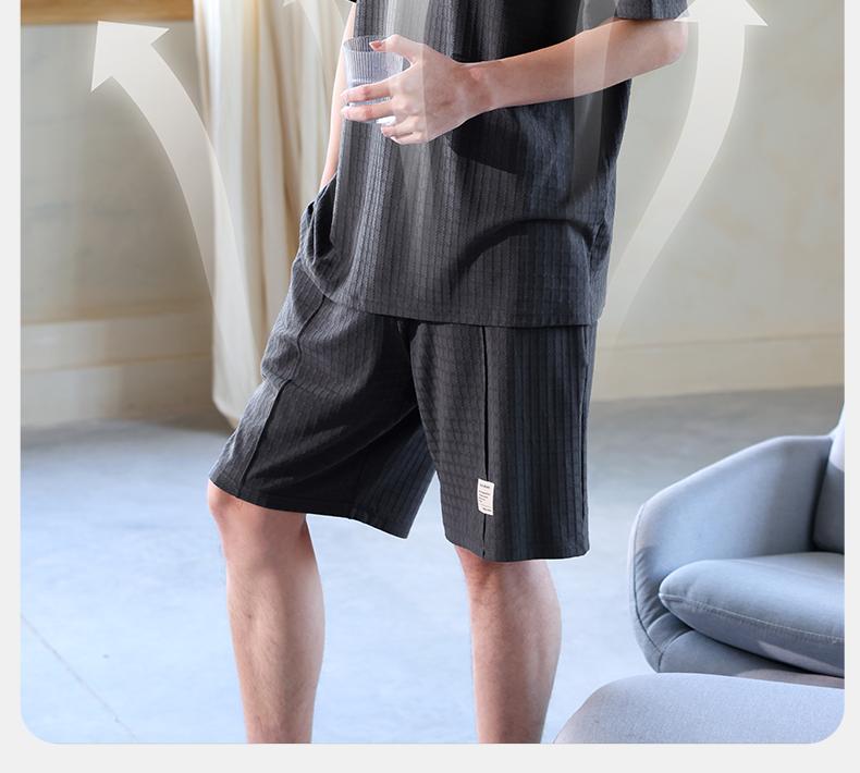 Xuan Liang [7A Antibacterial] Tencel Cotton Pajamas for Men In Summer, Lyocell Cotton Short Sleeves for Casual Outerwear Home Clothes