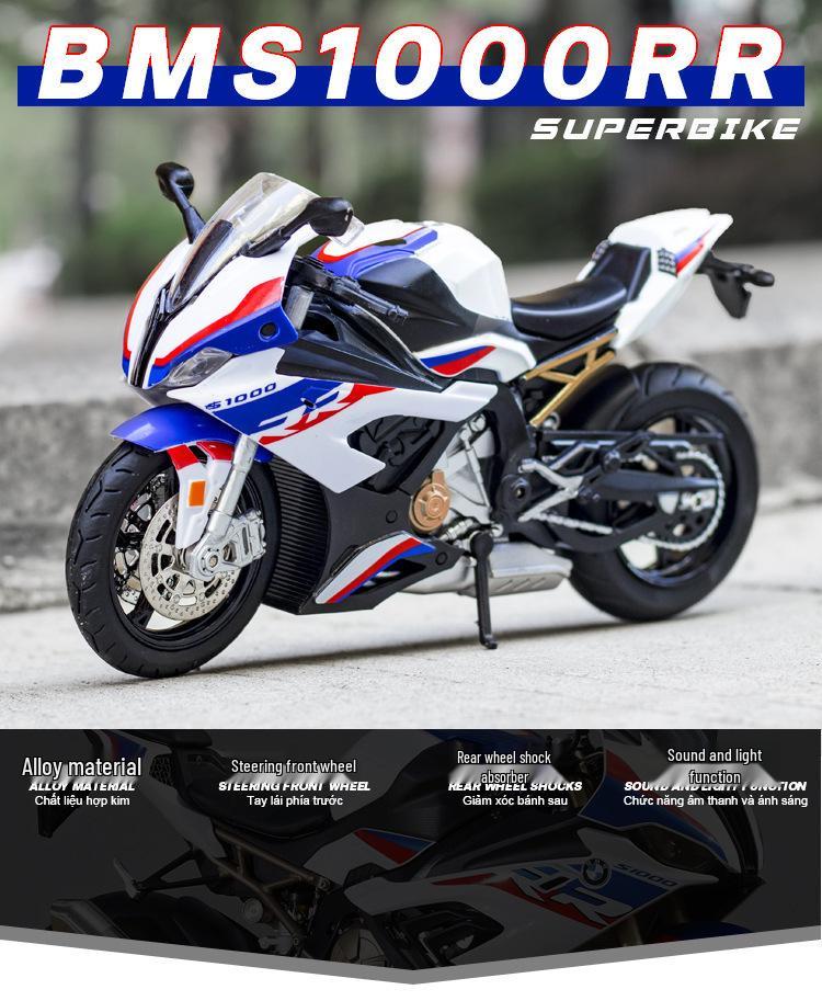 1:12 Kawasaki Ducati Alloy Motorcycle Toy with Sound, Light, and Sliding Motion
