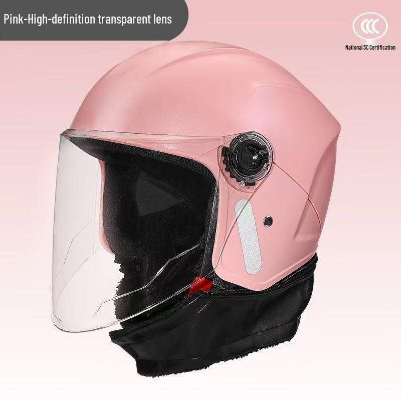 Unisex Winter Half Helmet for Electric Motorcycles - All-Season Cold Protection, Warm, 3C Certified