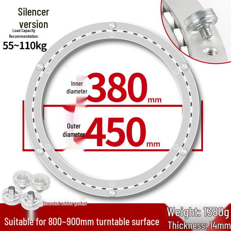 Round Marble Wooden Dining Table with Silent Aluminum Lazy Susan and Rotating Base