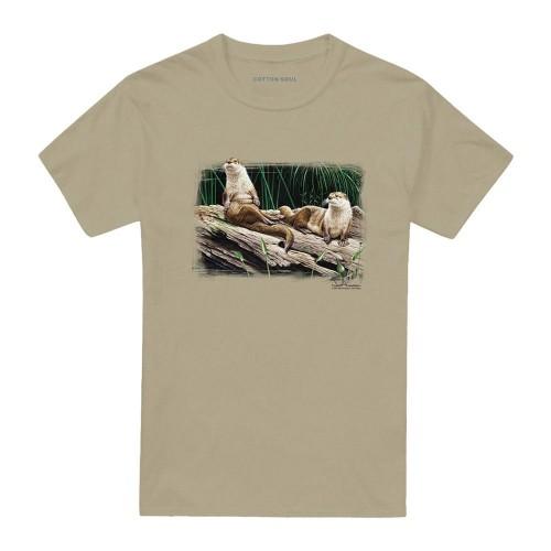 Wild Wings Unisex Adult Wildlife River Otters T-Shirt
