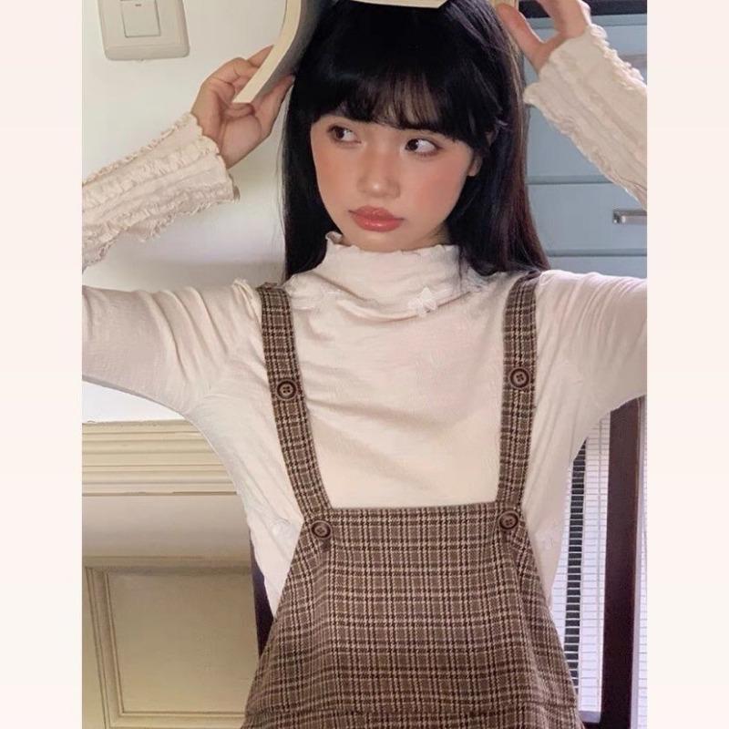 New Autumn and Winter Blouse Long Sleeved Round Neck T-shirt with Base Sweater Beautiful Top Japanese Kawaii Clothing