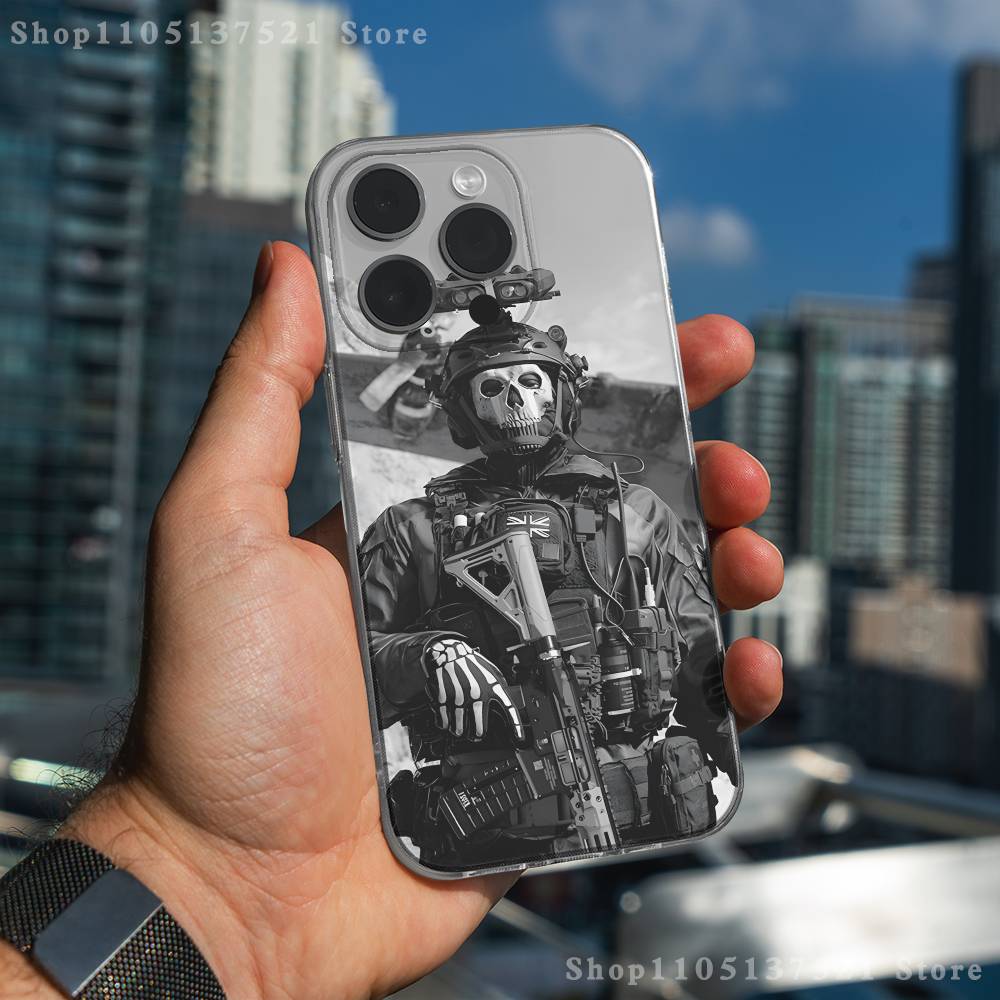 C-COD Call Of D-Duty Ghost Phone Case For iPhone 16,15,17,12,13,14,11 Max,Pro,Plus,X,XS,XR,SE4,E Mini Transparent Cover