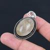 Oval Natural Golden Rutile Wife Unique Bezel Wedding Pendant Jewelry 925 Silver