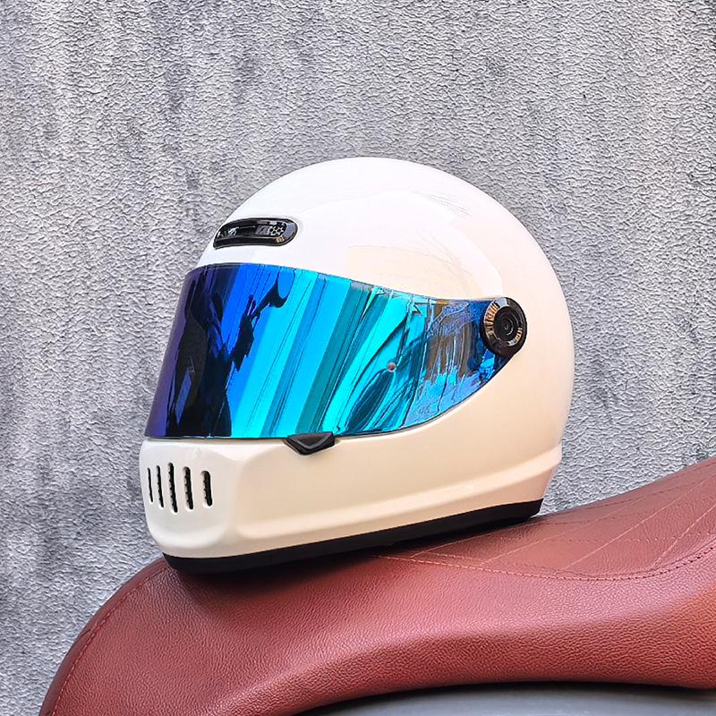 Motorcycle Retro Full Helmet Men's Winter Personality Cool Women's National Tide Race Cruise Retro Car Helmet Universal In All Seasons