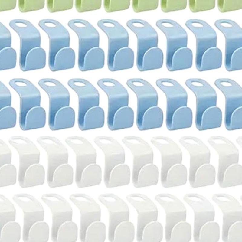 50Pcs Mini Clothes Hanger For Wardrobe Connector Hook Plastic Wardrobe Coat Extender Clips Holder Space Saving