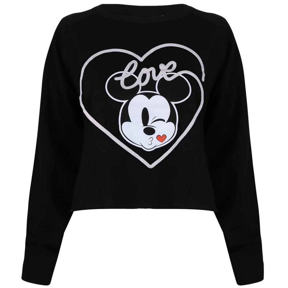 Disney Womens/Ladies Mickey Mouse Kiss Crop Sweatshirt