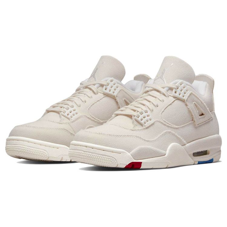 Air Jordan 4 Retro Blank Canvas Women Sneakers Cream Sail Cement-Grey DQ4909-100