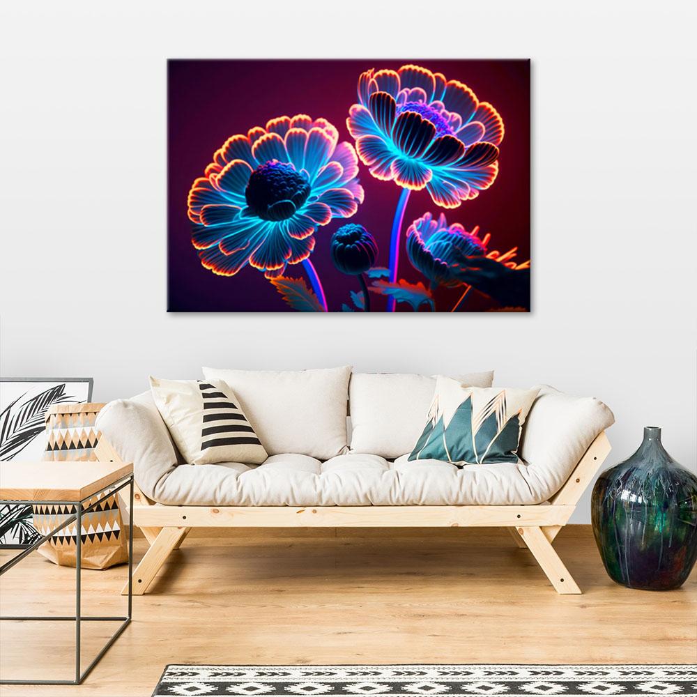 Canvas print, Neon flower buds