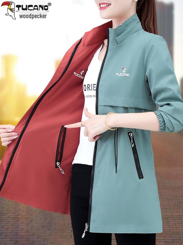 Women's Double-Sided Trench Coat - Spring/Autumn 2025 Fashion, Mid-Length for Middle-Aged Moms