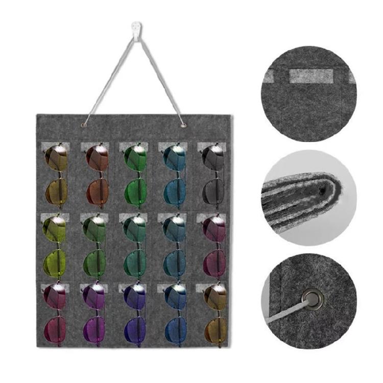 15 Slots Sunglasses Organizer Wall Pocket Eyeglasses Glasses Storage Box Holder