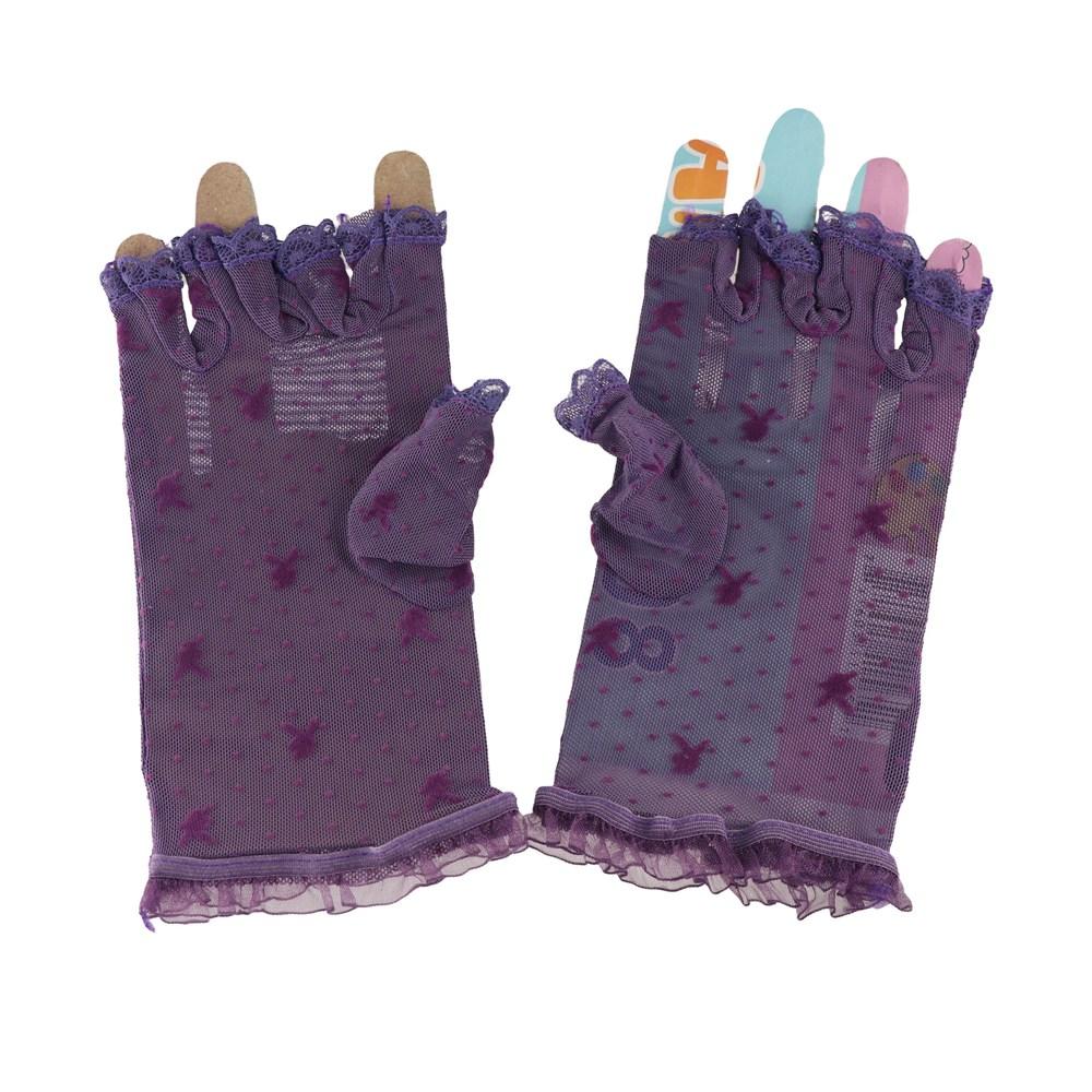 

Sun Protection Hollow Mesh Lady s Rabbit Head Pattern Lace Gloves Driving Gloves Fingerless Mittens чорний