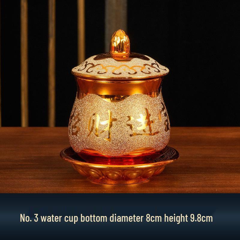 Buddhist Household Ceramic Offering Set: Incense Burner, Water Cup, Fruit Plate, Vase