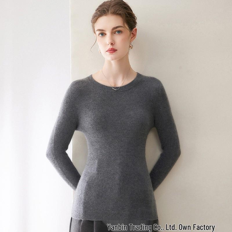 Pure Cashmere Women's Round Neck Slim Fit Sweater - Autumn/Winter Stylish Base Layer/Casual Wear