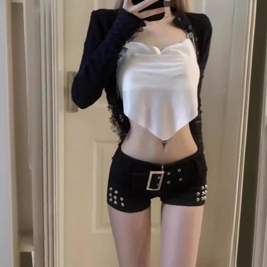 Dámské džínové šortky s nízkým pasem - Přiléhavý střih, Slim horké kalhotky s vysokým pasem na jaro a podzim 2025