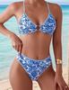 Women's Swimsuit Floral Triangle Cup Sexy Backless Bikini Set Swimwear Beachwear Bathing Suits