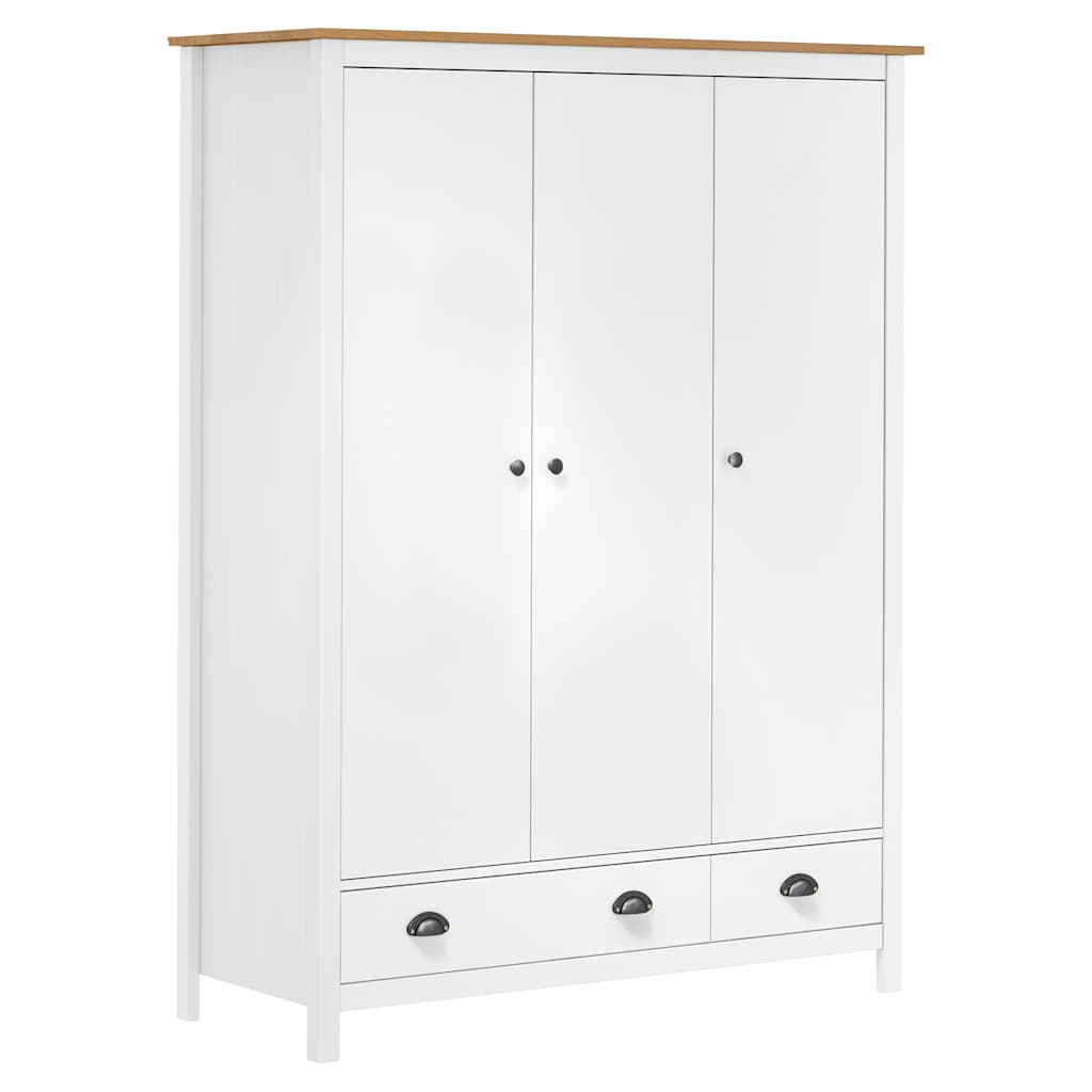 3-türiger Kleiderschrank Hill Weiß 127 x 50 x 170 cm Kiefernholz