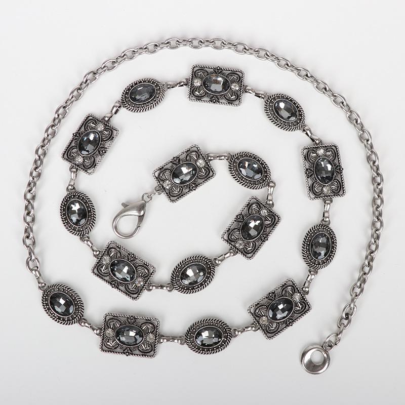 Women's Rhinestone Retro Carved Waist Chain: Versatile, Fashionable Skirt Accessory