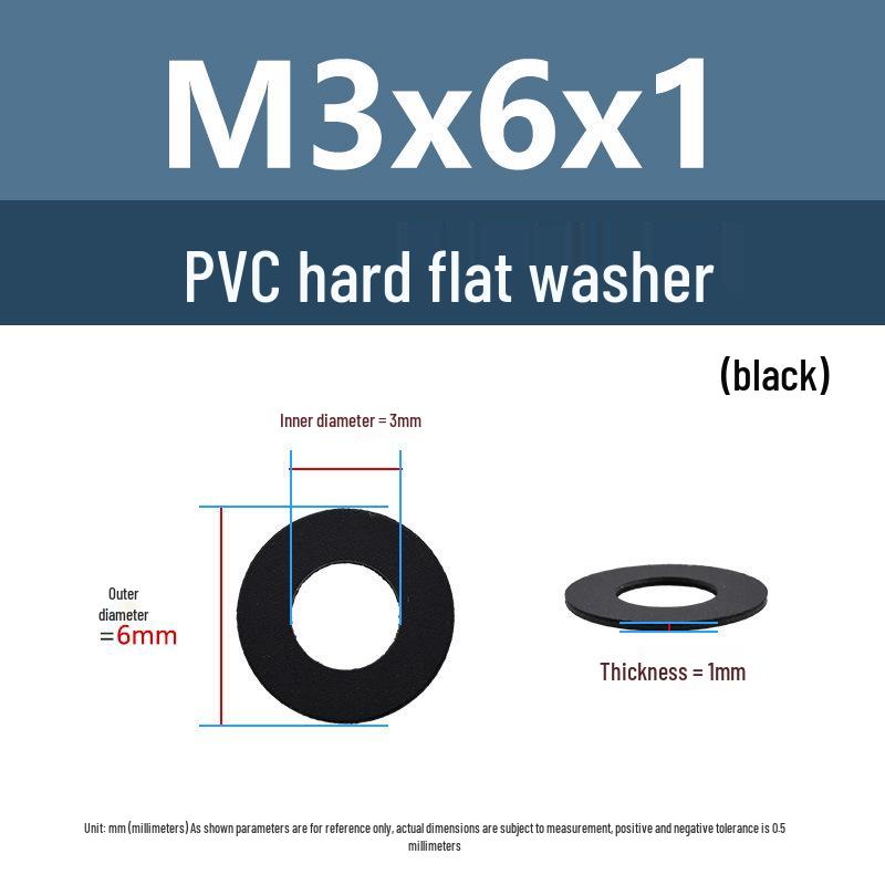 Yigu Black Nylon PVC Sealing Washer M4/M5: Thick, Insulating Plastic for Screws