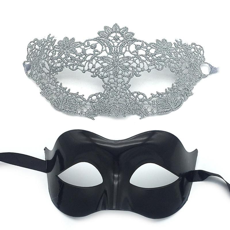 Silver Thread Half Face Mask With Eye Cover For Cosplay And Party Use