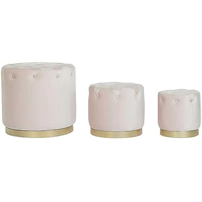 Repose-pieds - DKD Home Decor - Standard - Rose et doré - MDF et velours - 60x60x54 cm