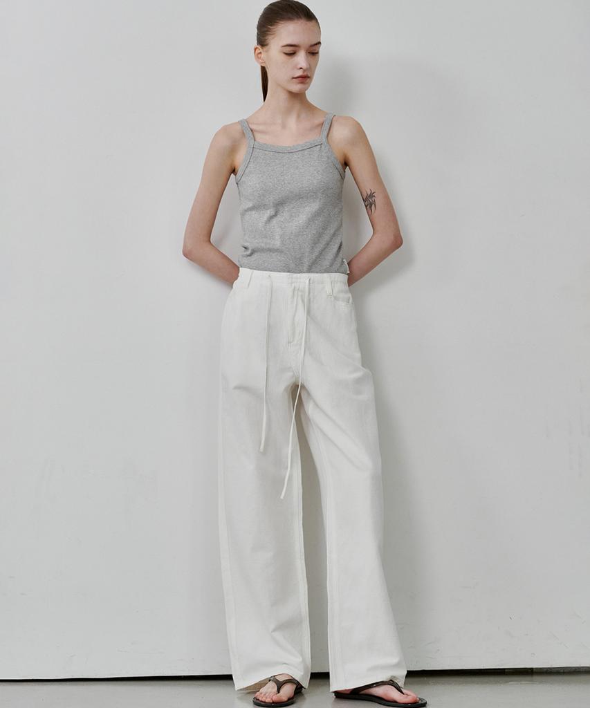 MALOUPE 9160 Linen Wide Pants (White)
