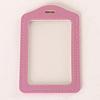 Fashionable ID Badge Card Holder Faux Leather Frame Clear Case Cover Lanyard