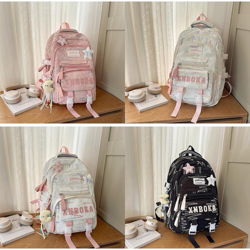 Mochila Estilo Niña Con Múltiples Compartimentos Y Material De Nailon Para El Aprendizaje Escolar