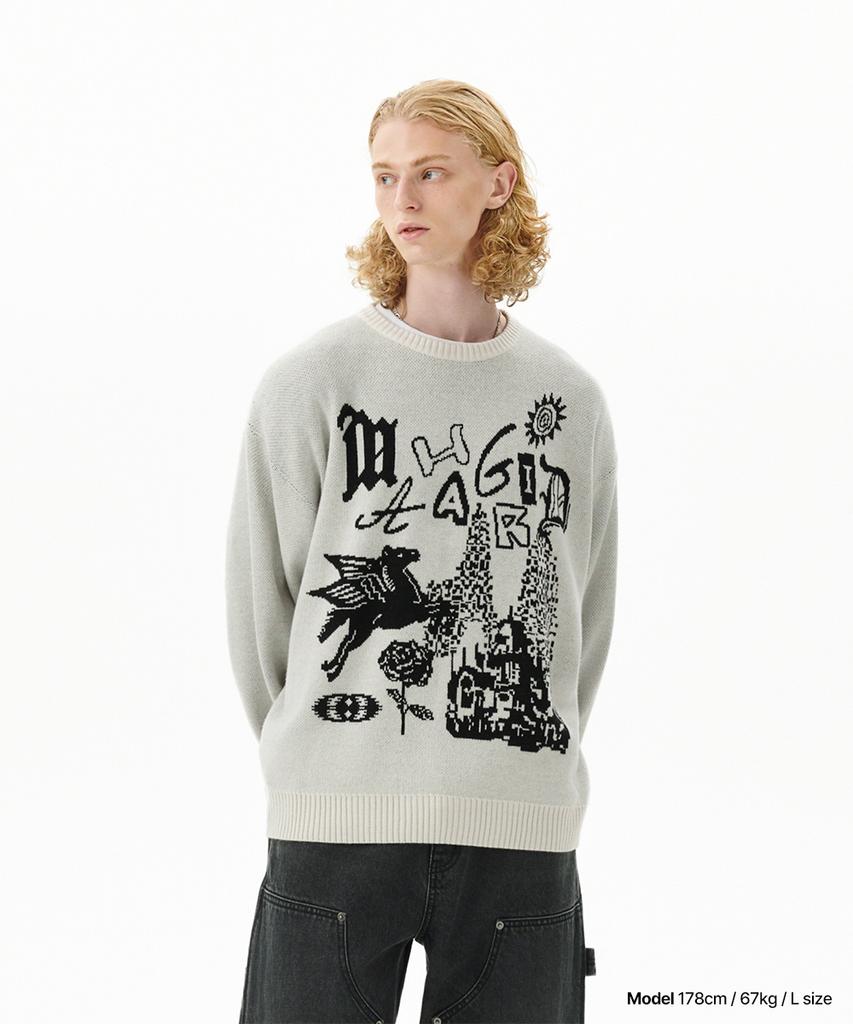 MAHAGRID Fantasia Knit Sweater Ivory(Mg2Dfmk623A)