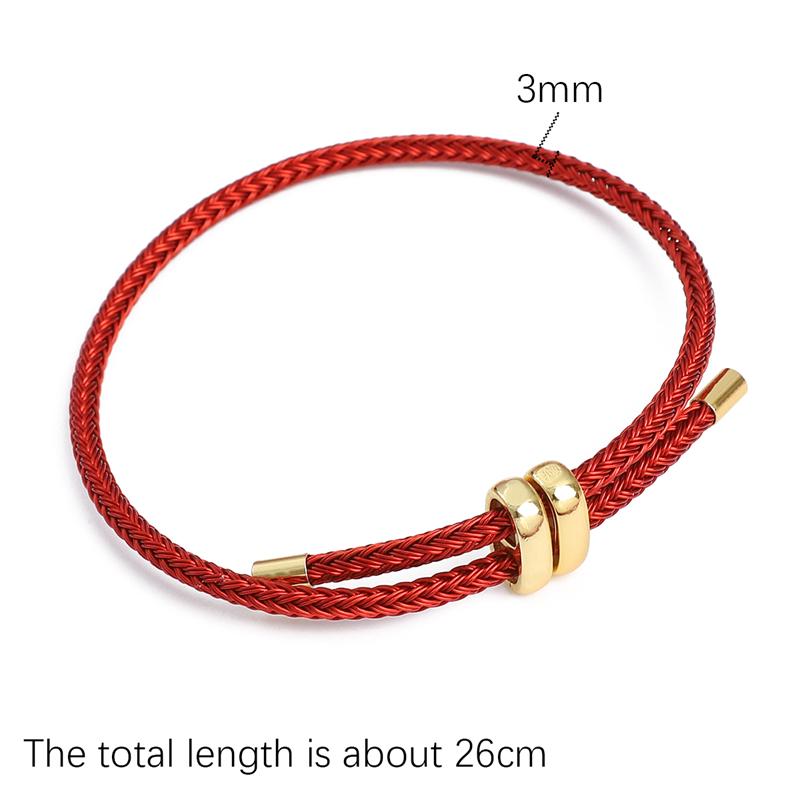 Semi-finished Adjustable Braided Red Rope Stainless steel Charms Wire For DIY Jewelry Making Beading Bracelet