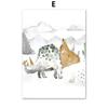 Cute Dinosaur Animals Triceratops Tyrannosaurus Minimalist Wall Art Canvas Painting Posters for Living Room Modern Home Decor